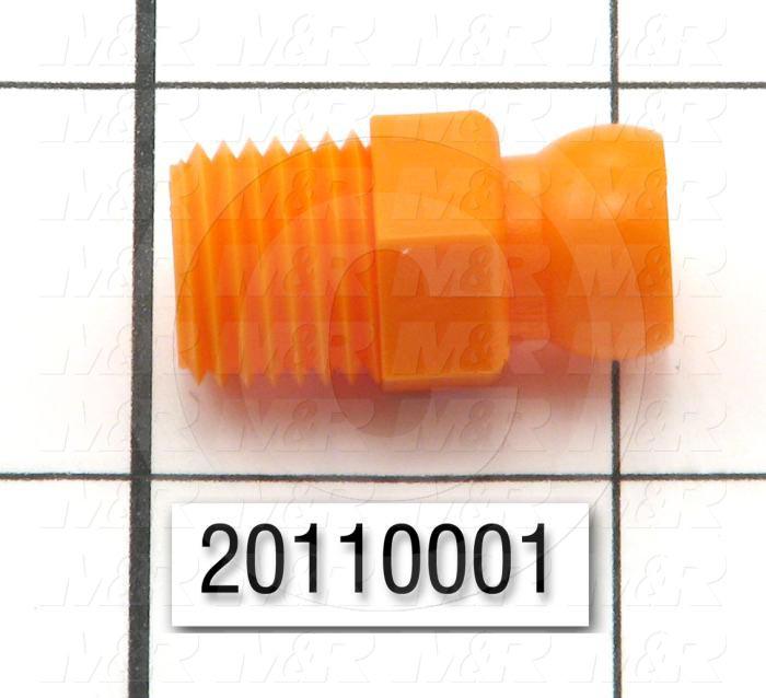 Pipe Fittings & Connectors, Straight Type, Orange , A x B 1/4" NPT x 1/4" ID