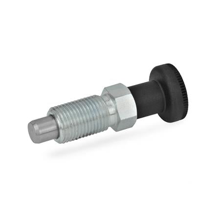Spring Plungers, Hand Retractable, Steel Material, 1/2-13 Thread Size, 0.875" Thread Length