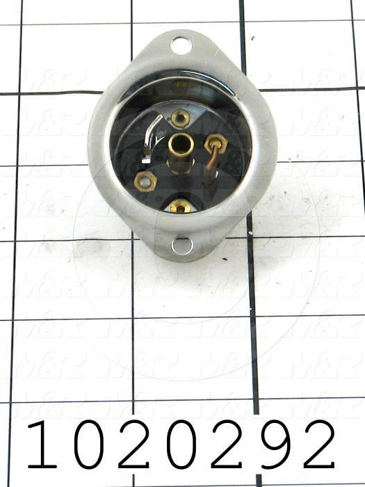 Connector for Power, Three Way Locking, Receptacle, 2 Poles, 3 Wires, 125V, 15A