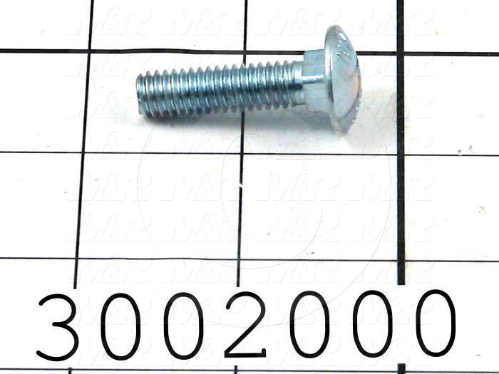 Machine Screws, Carriage Head, Steel, Thread Size 5/16-18, Screw Length 1 1/4 in., Full Thread Length, Right Hand, Zinc