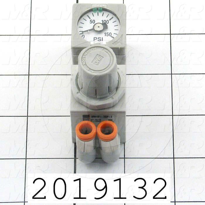 Pressure Regulator, 1.0 MPa Max. Pressure, 1/4" OD Port In, Bracket Mounting, 1/4" OD Port Out, With Gauge ( Free Shipping )